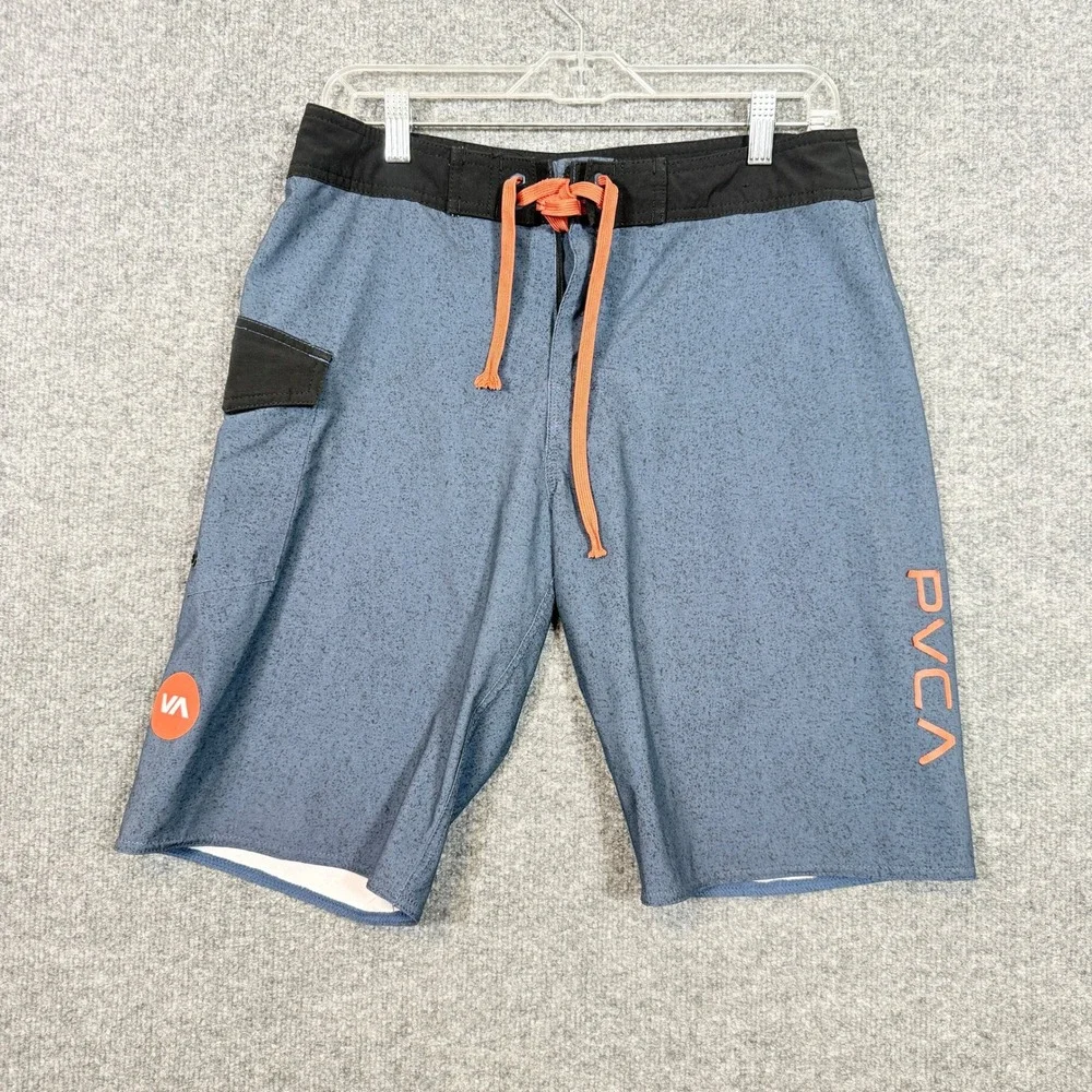 RVCA Board‎ Shorts Mens 30 Blue 4-Way Performance Stretch Surf Swim Trunks